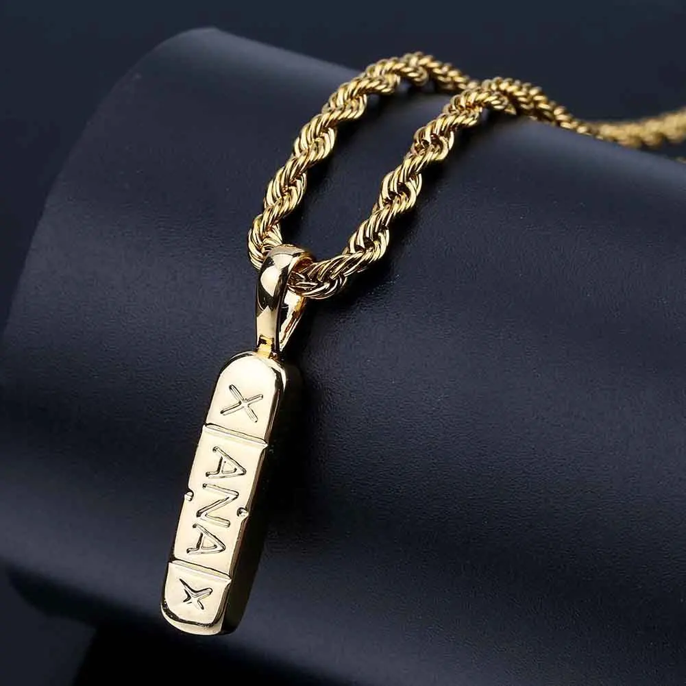
Hiphop style Gold Silver Color Cool X-anax Pill Pendant Women Men Letter Necklace Rope Chain Jewelry Gift 