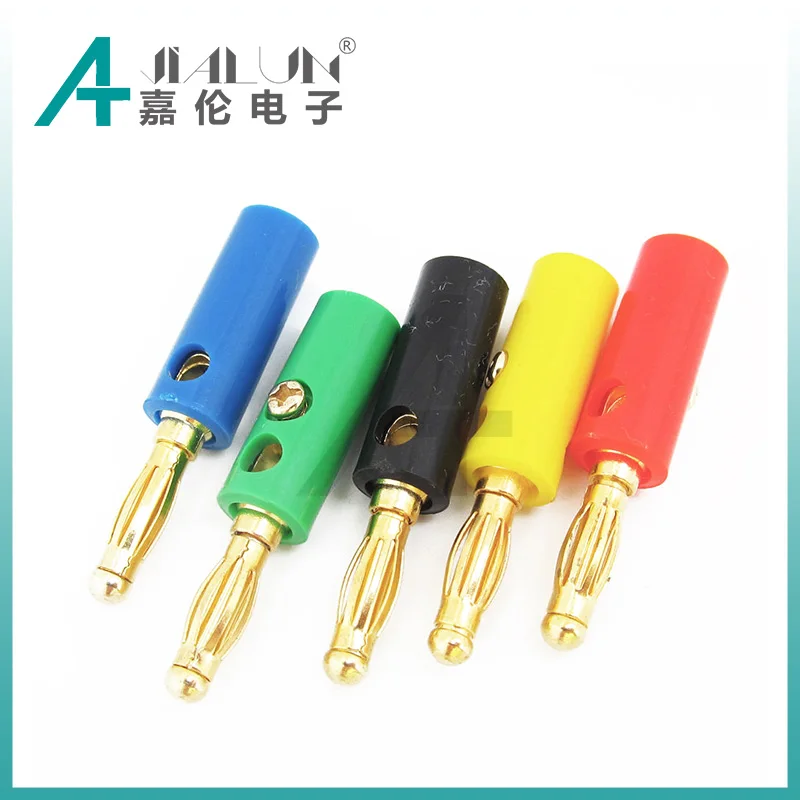 JIALUN 41MM Length 4MM Solderless Connector Screw Brass Banana Plug