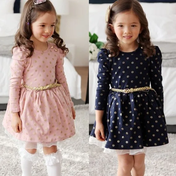 Girls Dress for Kids Dot Full Sleeve Birthday Dresses for Girl Cute Princess Party Dress Children Clothing Vestidos Baby Clothes