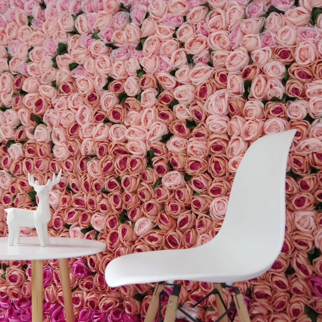E07064-3 Factory Direct Pink White Colorful Flowers Wall Backdrop Artificial Flower Wall Panel for wedding decor