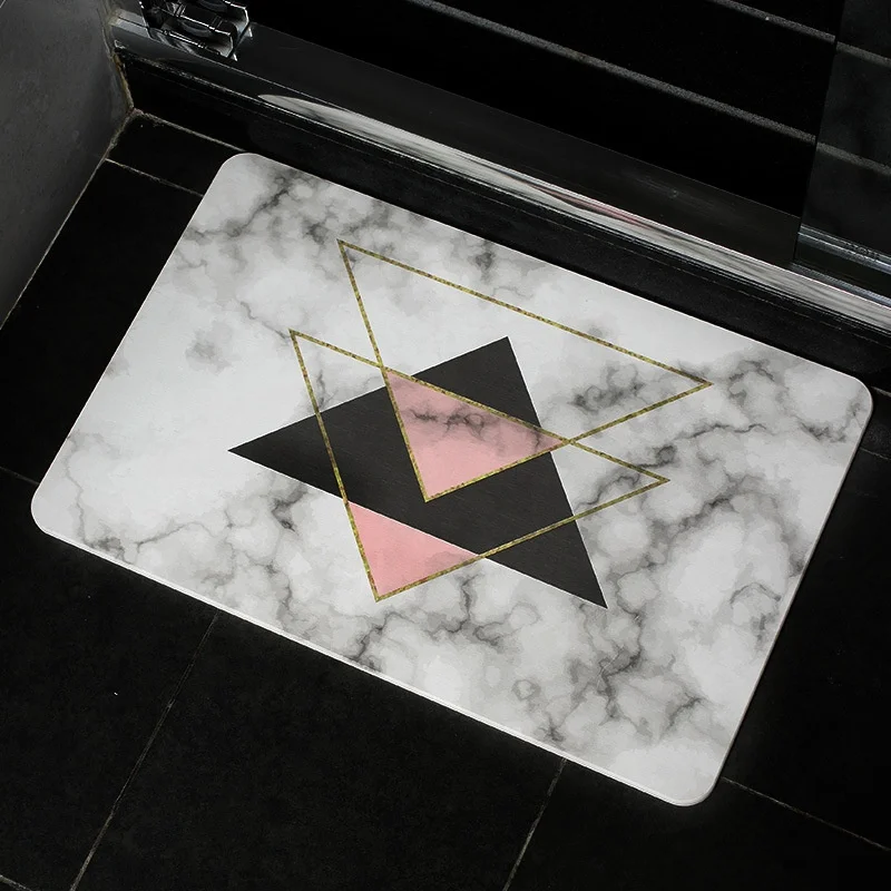 Super Water Absorbent Marble Texture Mat Hard Diatom Mud Diatomaceous Earth Stone Diatomite Bath Mat