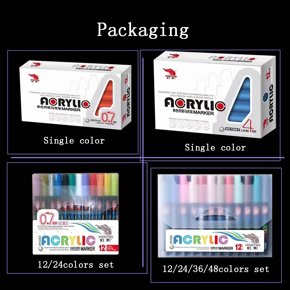 Acrylic Paint Pens,12 Colors Paint Pen Acrylic Paint Markers for Rock Painting Wood Ceramic Fabric Canvas Metal Glass,0.7mm Tip