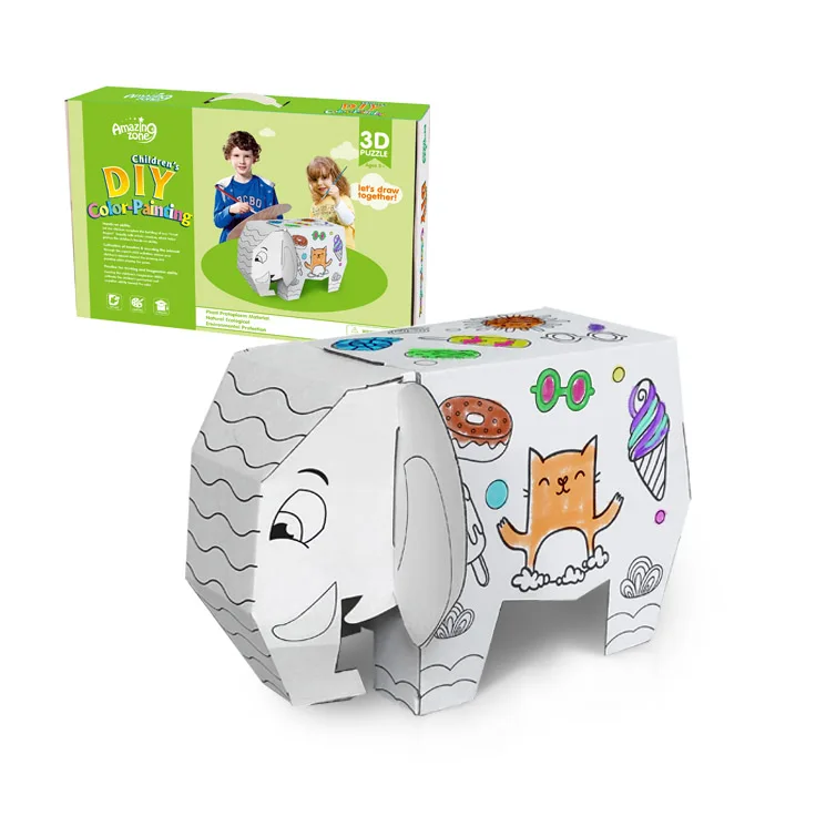 High Quality Doodle for Kids Funny Animals 3D Cardboard Toys Elephant Cute Cardboard Diy Toys