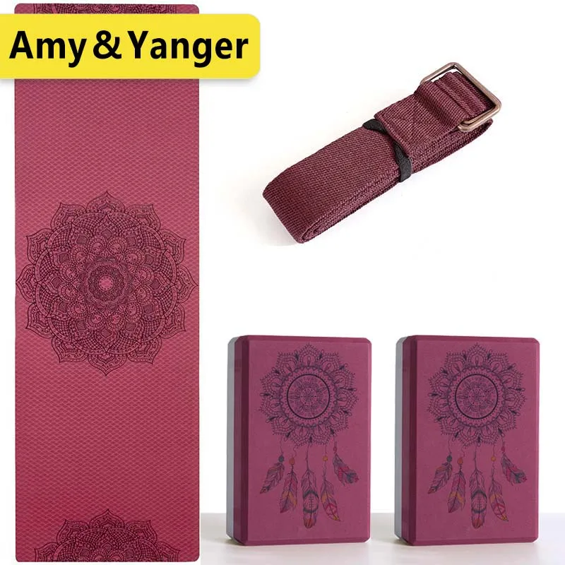 
BSCI factory premium quality custom logo yoga mat set with yoga block and yoga strap and mat sling all in a box 
