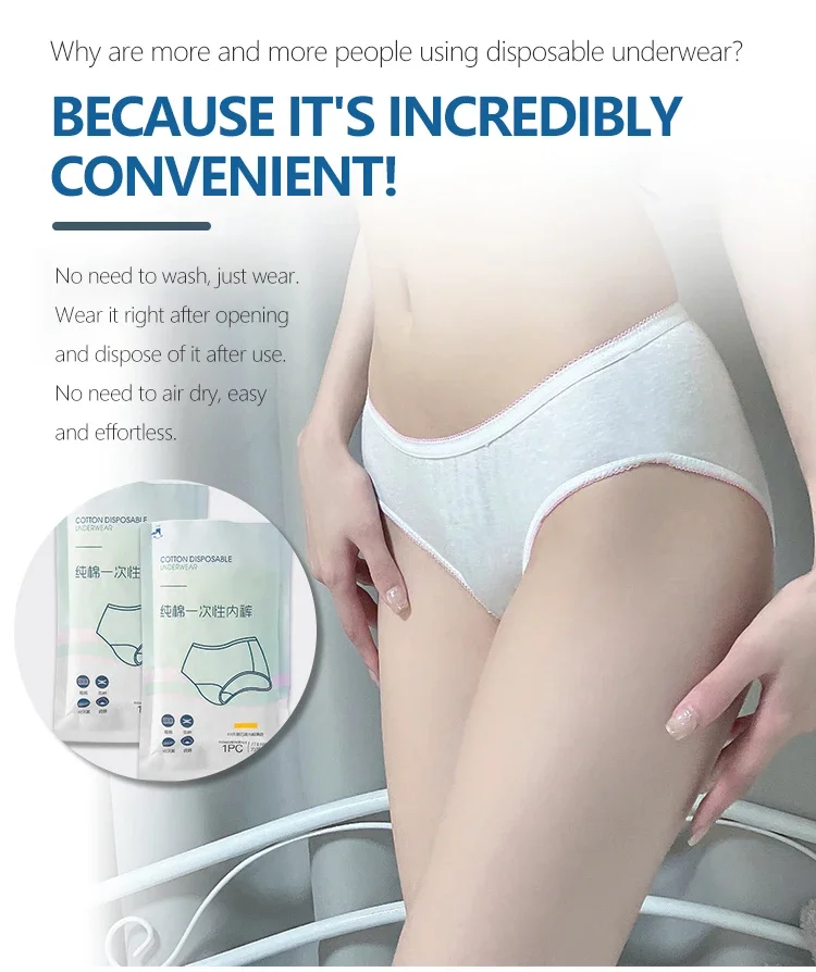 Soft Cotton Travel Hotel Spa Menstrual Panties Disposable Pregnant Period Underwear Seamless for Women Briefs