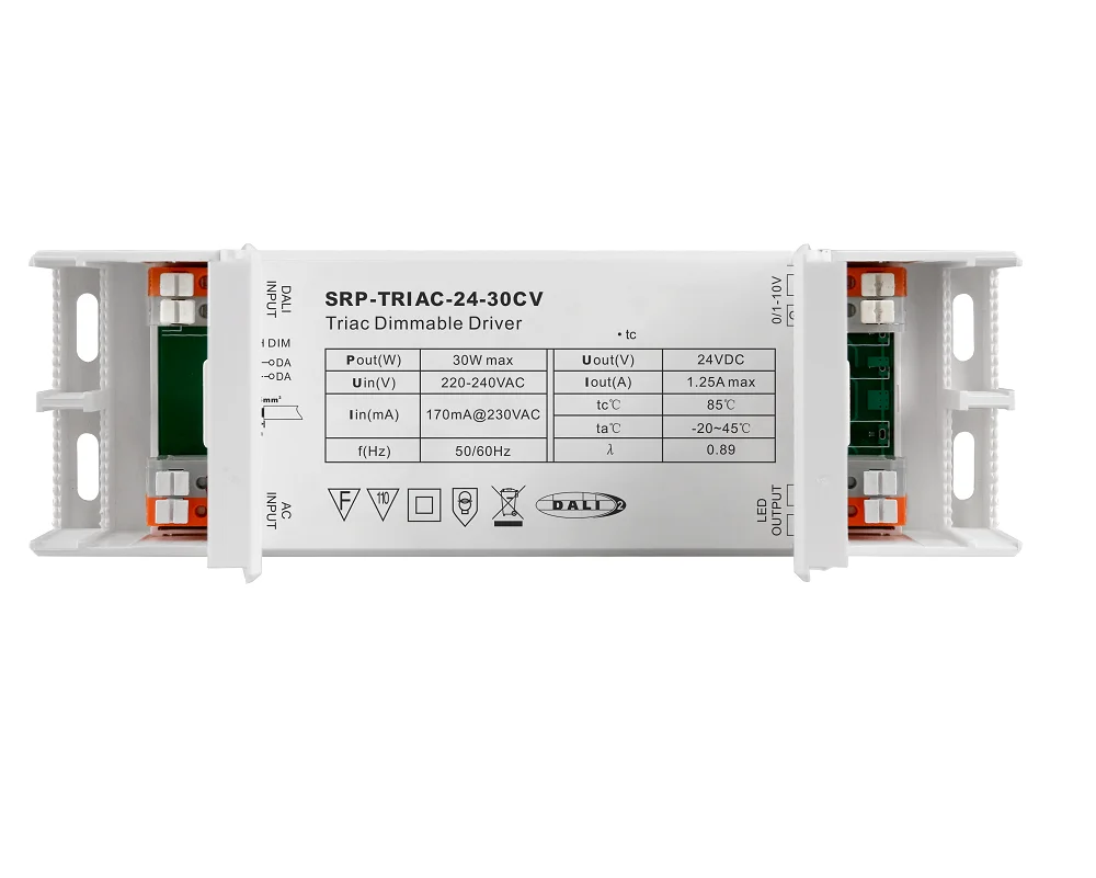 30W DALI/Push+Triac+0/1-10V LED Driver 4 IN 1 Constant Voltage Dimmable Driver DALI-2 Interface DT6