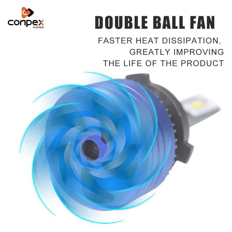 Conpex N9 12V 32W Built-in Hydraulic Fan Led Headlights Holder Auto Led Headlight IP67 CSP Chip Metal Waterproof H7 CE Rohs 2.7A