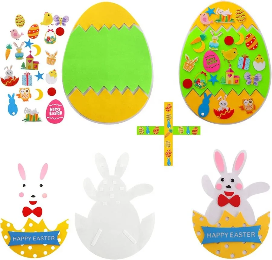 Easter Felt Crafts for Kids DIY with Easter Egg and Bunny Detachable Ornaments