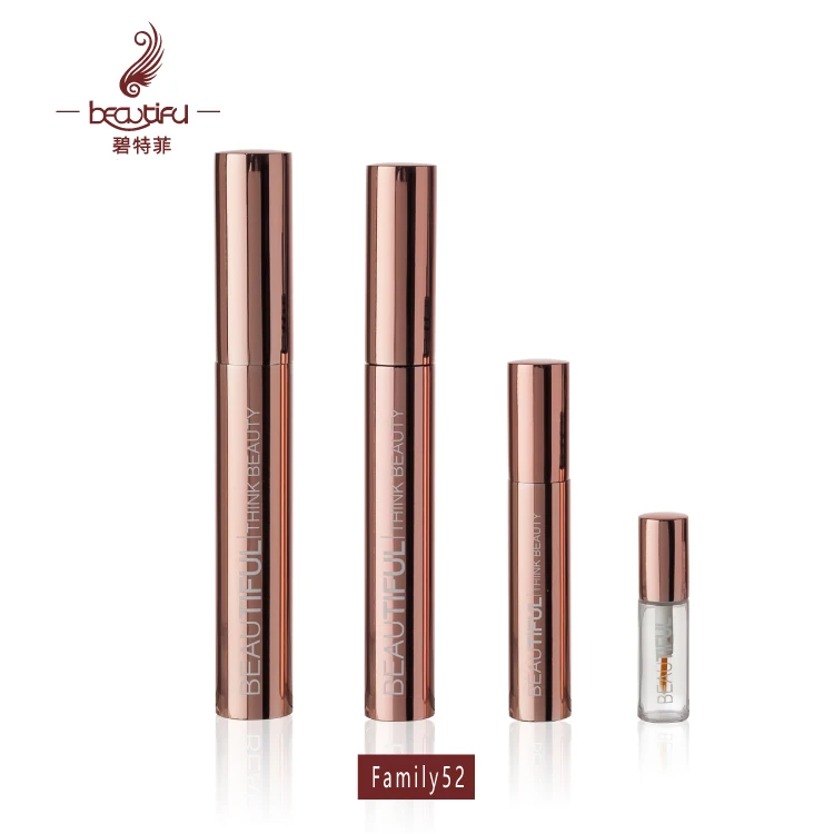 Shiny rose gold aluminum eyelash serum bottle , luxury metal tube for 3ml 4ml lash serum , empty lash growth container