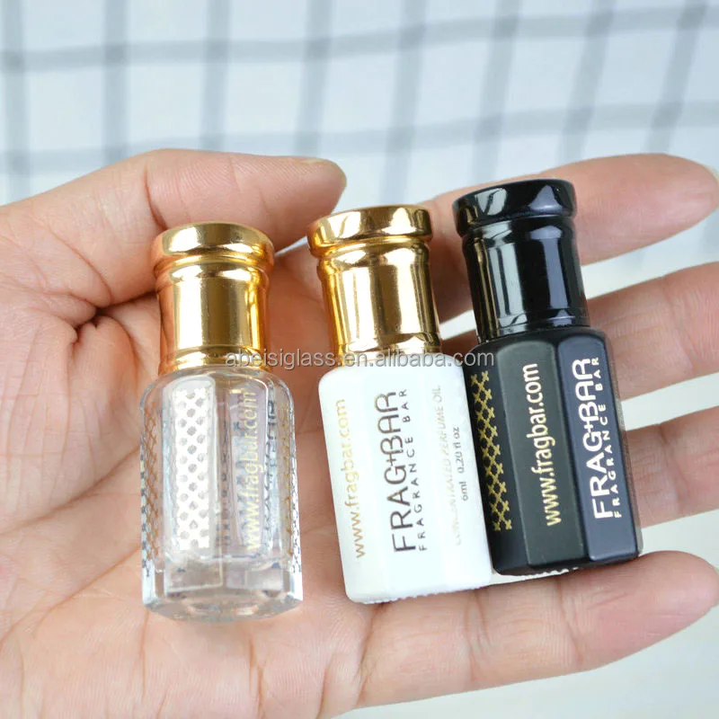 3ml 6ml 12ml Black/white /Clear Attar Oud Oil Glass Perfume Bottle With Aluminum Cap And Packaging Box