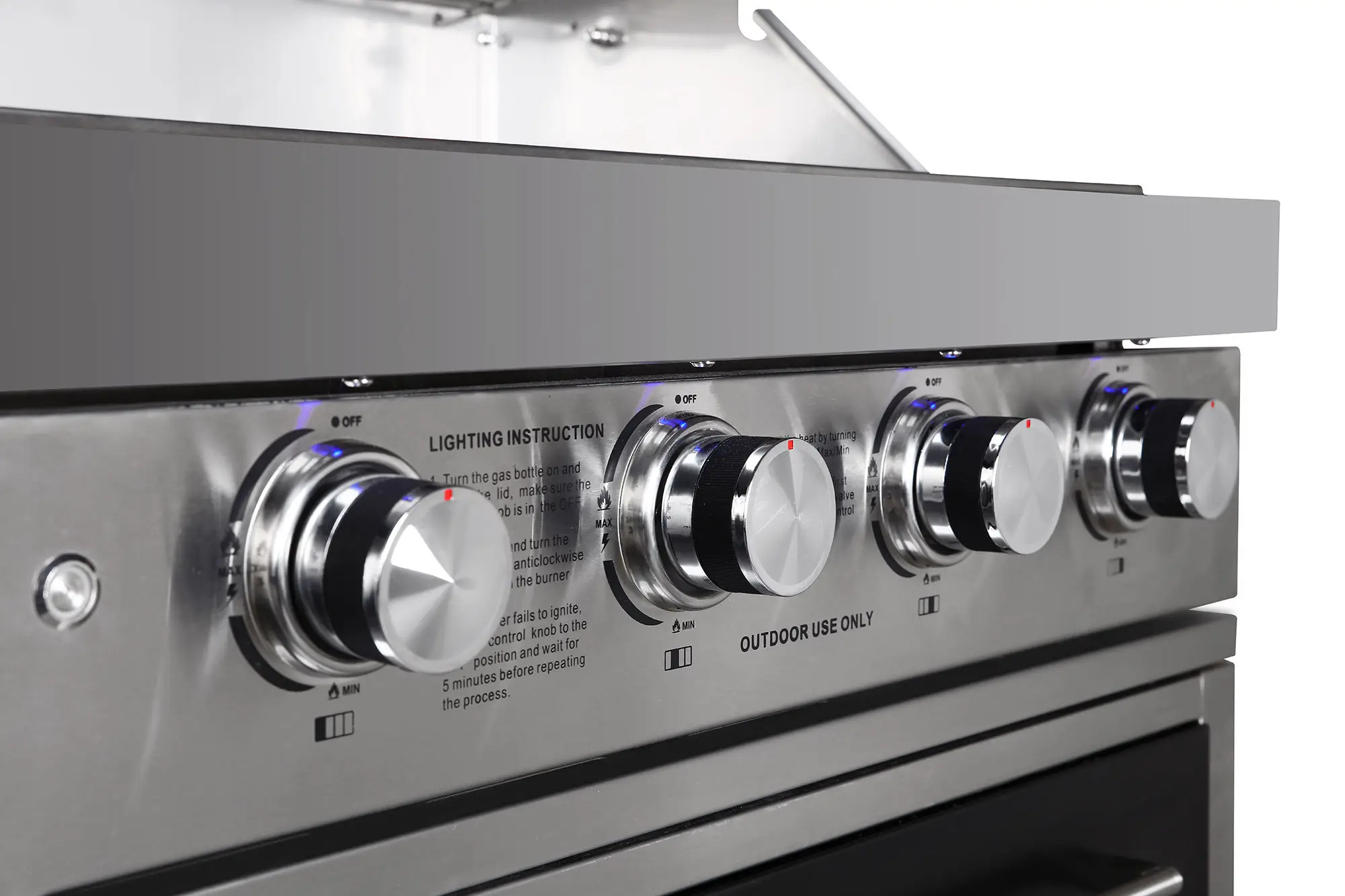 Black Stainless Steel 4 Burner Outdoor BBQ Kitchen With Refrigerator And Sink For Outdoor Grilling