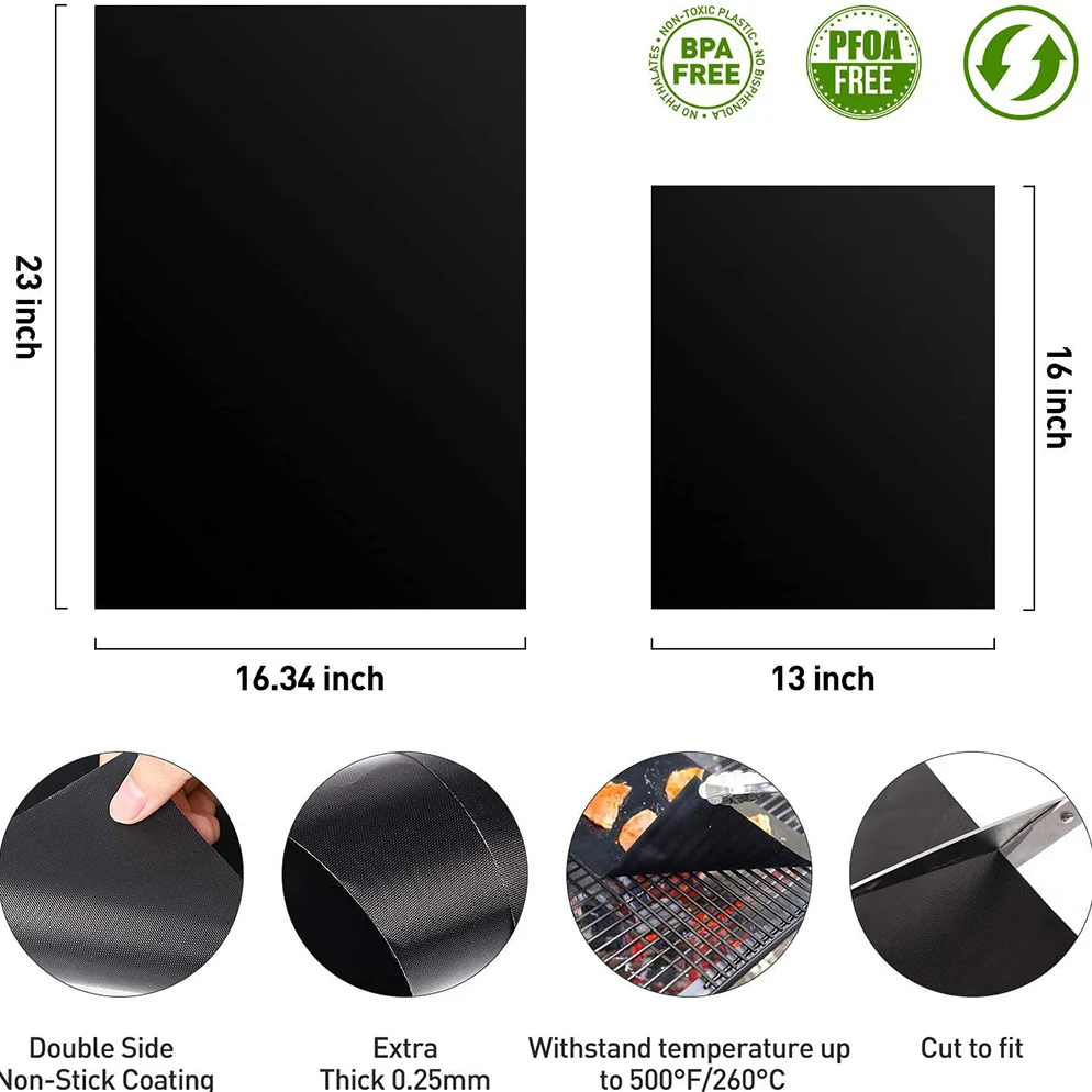 0.2mm Thickness Reusable FireProof Food Grade BBQ Mat Grill Mat