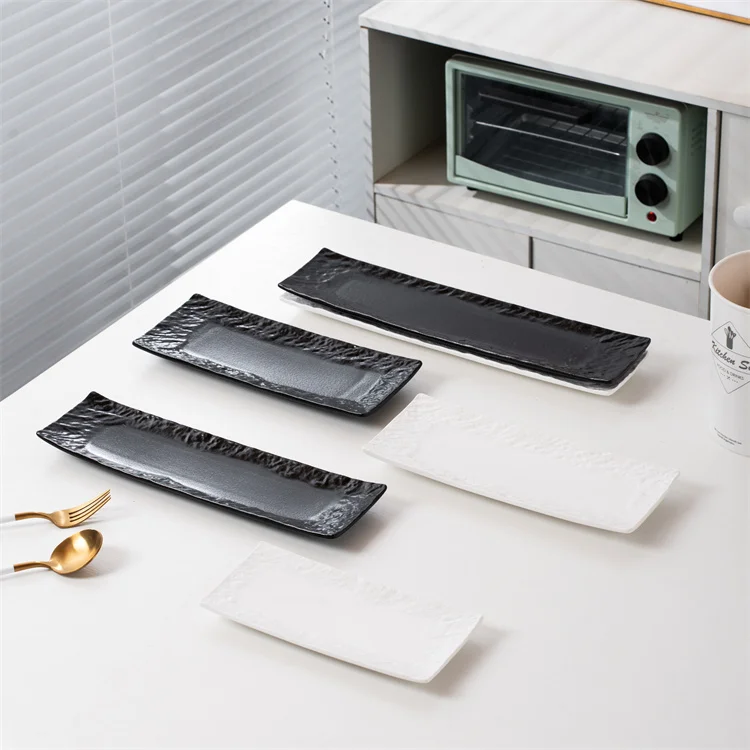 Japanese Rectangular Hotel Dinner Serving Dishes Catering Sushi Long Plates Set Ceramic Plate for Restaurant