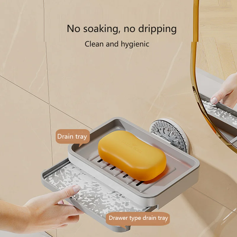 Wholesale Bar Soap Holder for Shower Wall, Vacuum Suction Cup Soap Holder with Drain for Shower Bathroom Kitchen, White