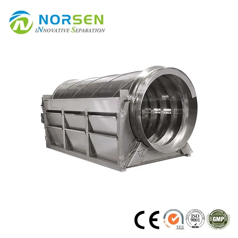 Internally-fed rotary drum screen  Solid-liquid separation wastewater treatment equipment rotary screen