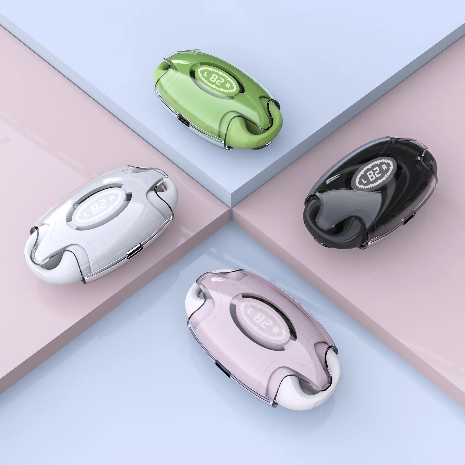 E88 Ear Hook Digital Display Screen Transparent Waterproof Portable Sports Running OWS Wireless Earphone Hot Selling Earbuds New