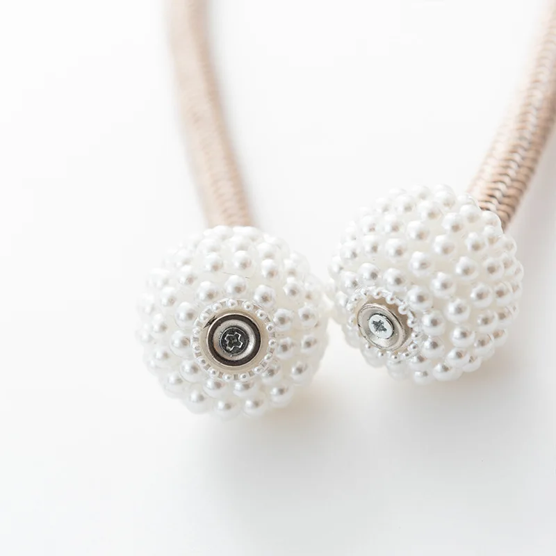 Cheap Window Treatments Retractable Stretch Pearl Curtain Fabric Clips Magnetic Curtain Straps