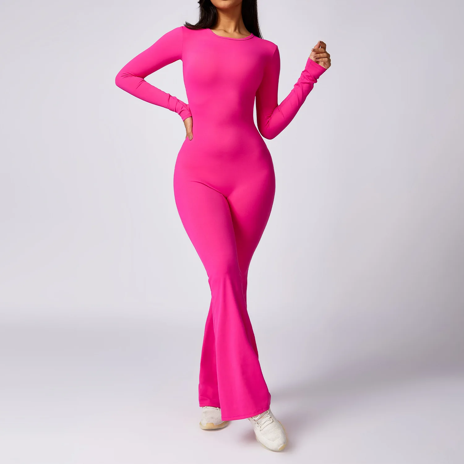 Women Long Sleeve Full Length Solid Color One Piece Bodysuit Jumpsuit Rompers Playsuit Women Jumpsuit
