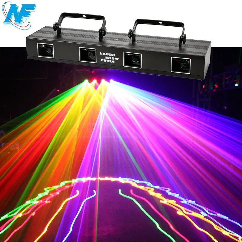  Factory Dj Disco KTV Home Party Club Special Effect led Stage Show 4 Head Laser Beam RGBY Colors Stepper Motor