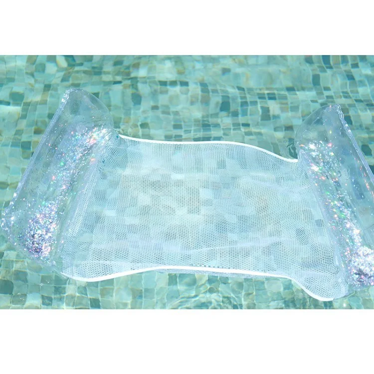 Hot selling inflatable swimming pool with hand push inflatable floating air chair, portable floating hammock