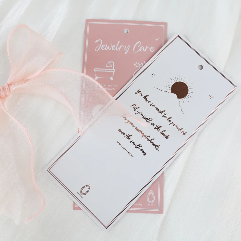 Custom logo printing hangtag relief swing point UV gold foil label paper hangtag thank you card