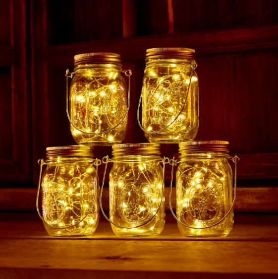 Hot Sale Christmas Decoration 20Led String Light Copper Wire Solar Mason Jar Lid Lights