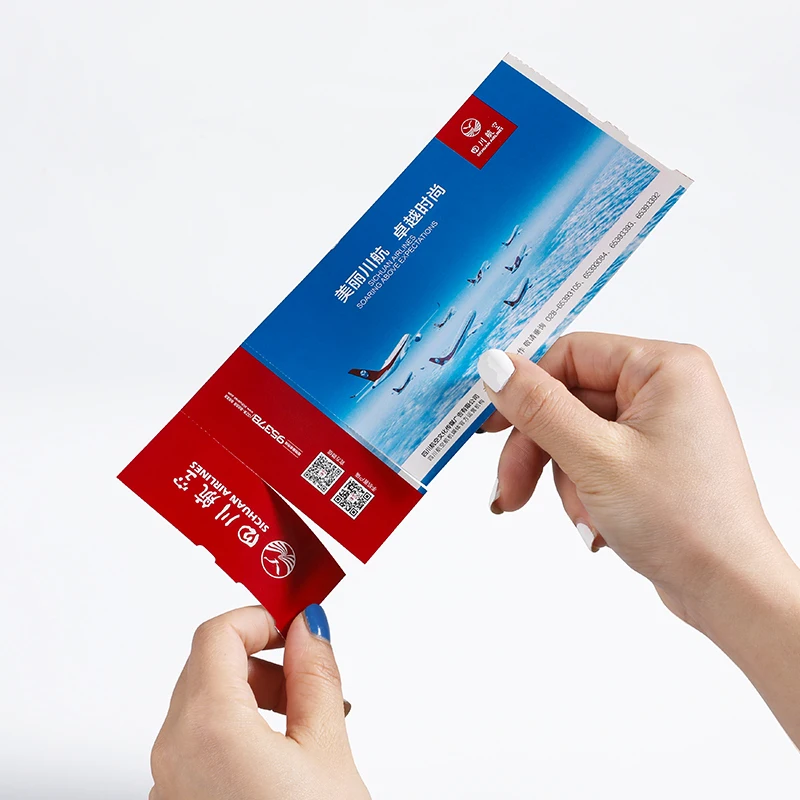 82*203mm Customized Boarding Pass Ticket Factory Price Offset Printing High Quality Thermal Paper Airline Ticket