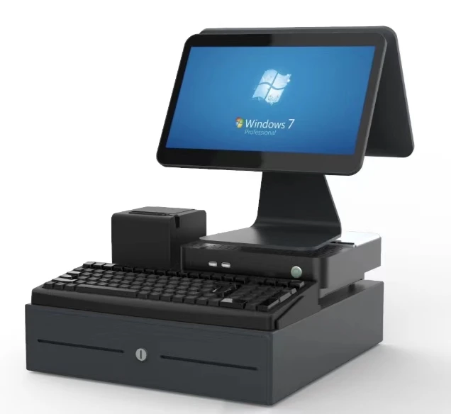 14.1 Inch All-In-One Desktop POS Terminal Supermarket Billing Machine with Integrated Barcode Scanner