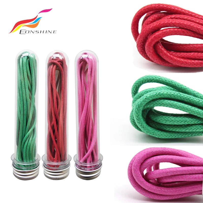 Bulk Waxed Round Shoelace Cotton Waxed Mens Shoe Laces High Quality Colorful Wax Shoelaces