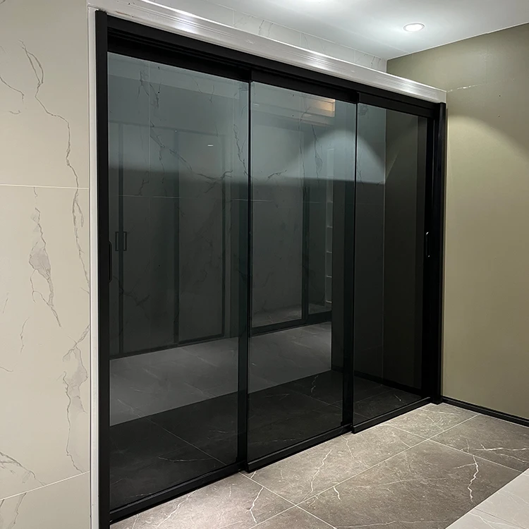 HDSAFE left and right open frameless glass door track hardware partition sliding door kitchen living room interior door sliding