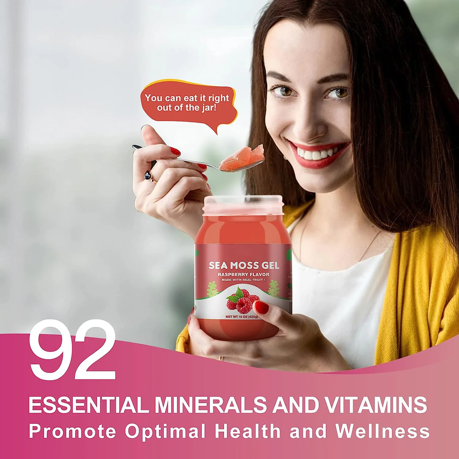 Sea Moss Gel Organic Raw Flavored Irish Seamoss Gel Immune and Digestive Support Vitamin Mineral Antioxidant Supplements