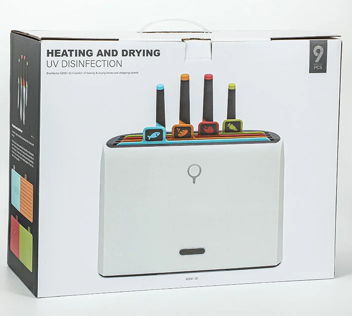 All-In-One Smart Electronic Kitchen Tool Set Color Coded Cutting Board Knives Dryer Holder Indoor Application Common Appearance
