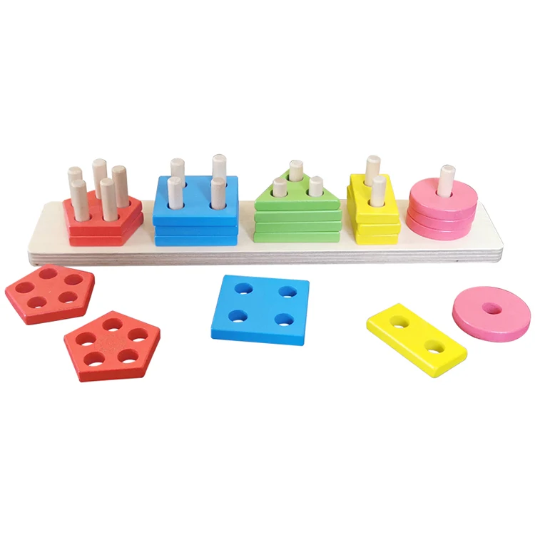 New 2024  wooden Kids geometric shape sorting board wooden baby montessori material educational toy