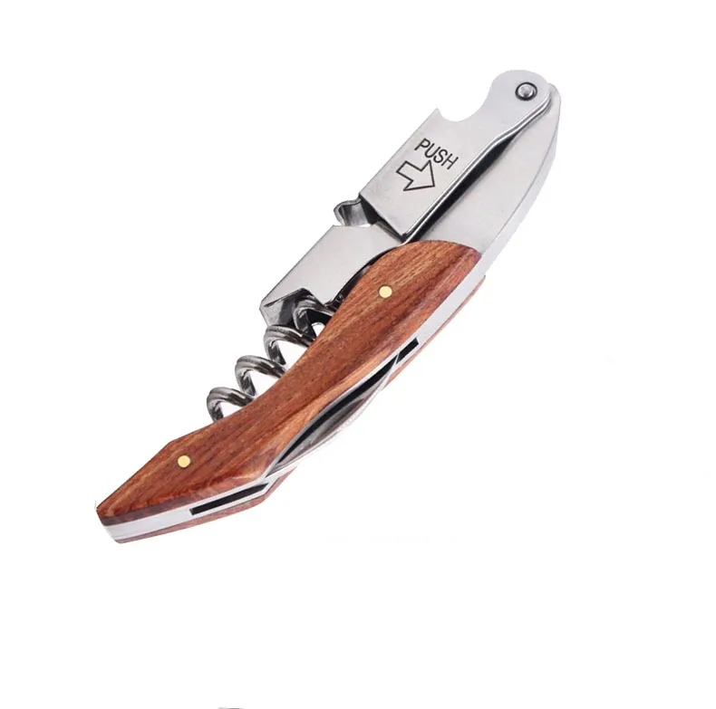 RTS Personalized Stainless Steel with wooden murano wine corkscrew wine opener bottle opener