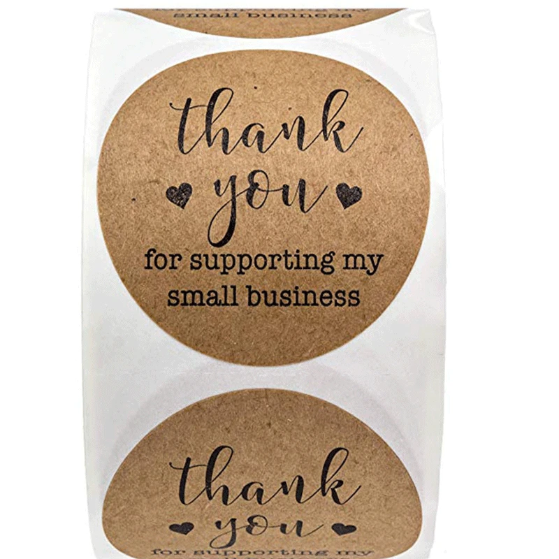 
500pcs/roll custom printing kraft thank you for supporting my small business thank you for your order sticker 
