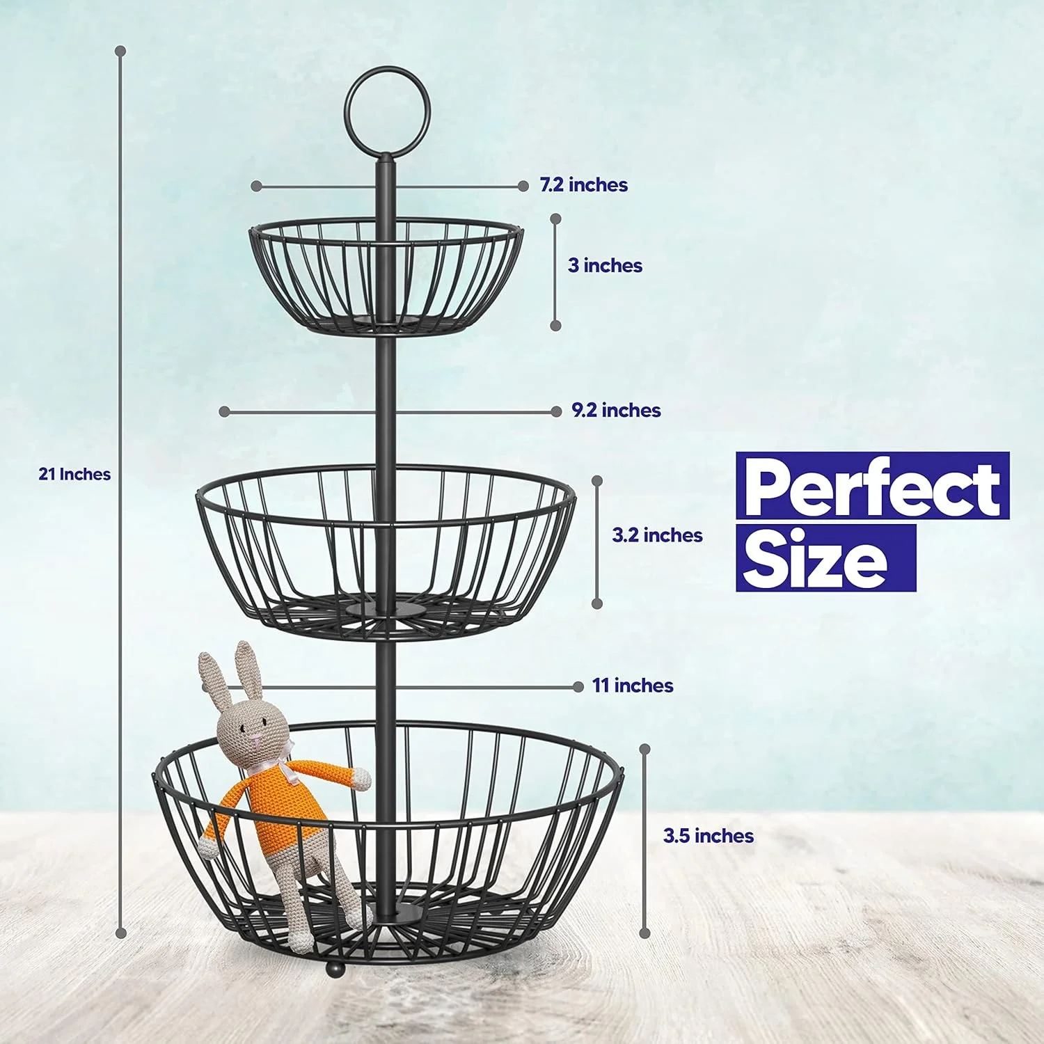 3 Tier Round Shape Fruit Storage 3 Tire Fruit Storage Basket Kitchen Vegetables Storage Rack