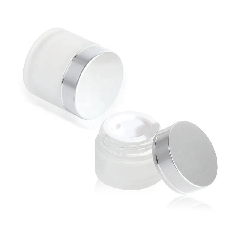 In stock Small Order Acceptable Empty Round Cylinder 5g 10g 20g 30g 50g frost cosmetic cream glass jar with silver screw lid