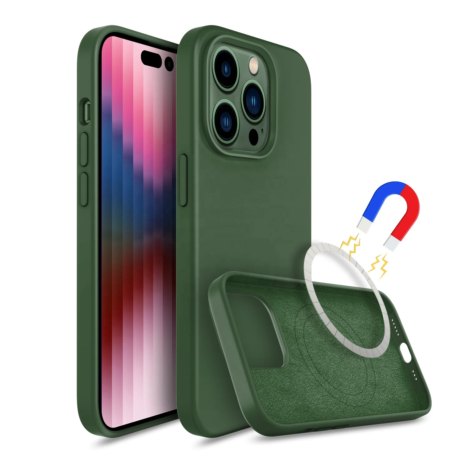 For iPhone 11 12 13 14 Pro Max Case Liquid Silicone Gel Rubber Phone Cover Soft Microfiber Cloth Lining Cushion Back Cover Cases