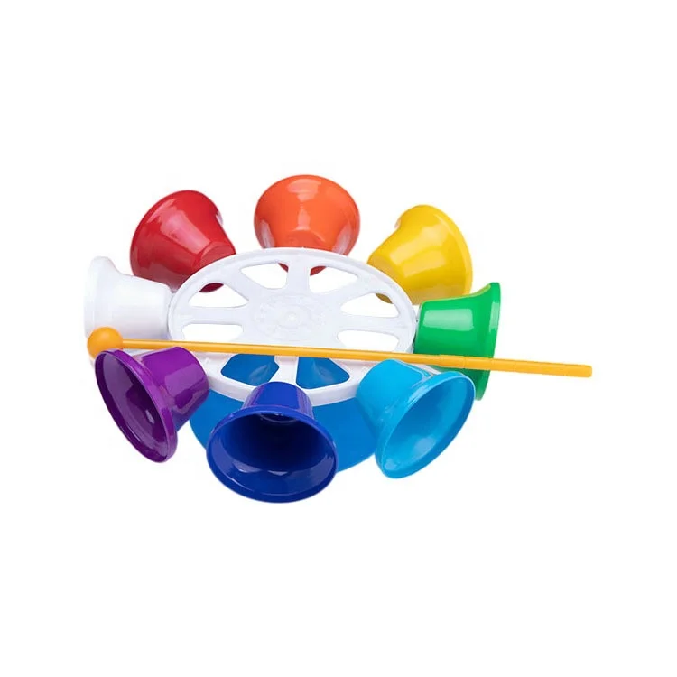 Innovative products for sell school teaching aids colorful percussion toys 8 notes brass hand bells