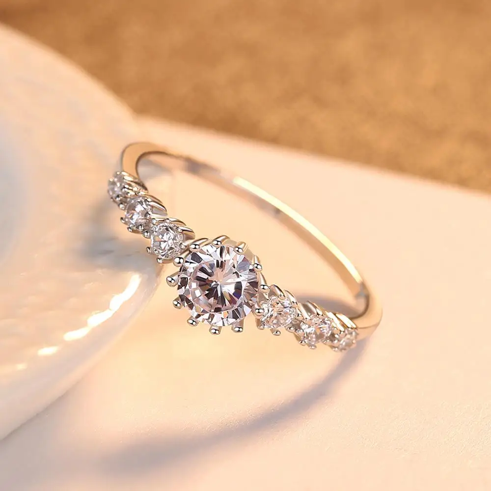 S925 Sterling Jewelry Rhodium Plated Diamond Hot Stackable Ring for Women Wedding Korean Style Wholesale Silver Ring