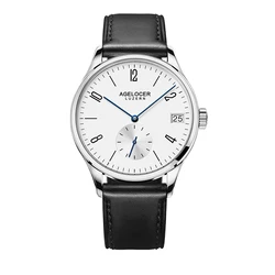 AGELOCER Antique Watch Switzerland Luzern Sport Leather Date Window Day Roman Numerals Relogio Masculino Watch For Men