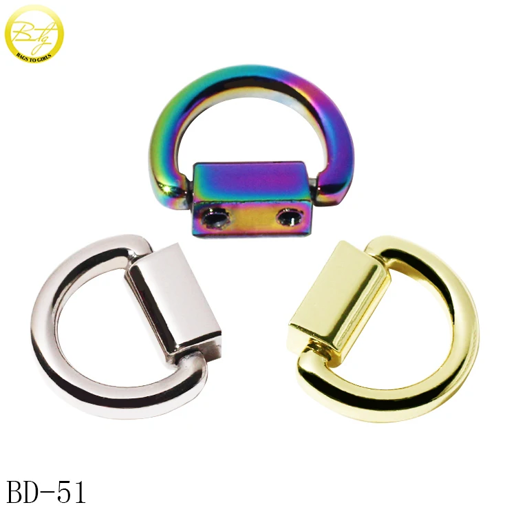 Fashion handbags hardware metal screw chain strap multiple color purse metal adjuster d ring connector buckle for backpack