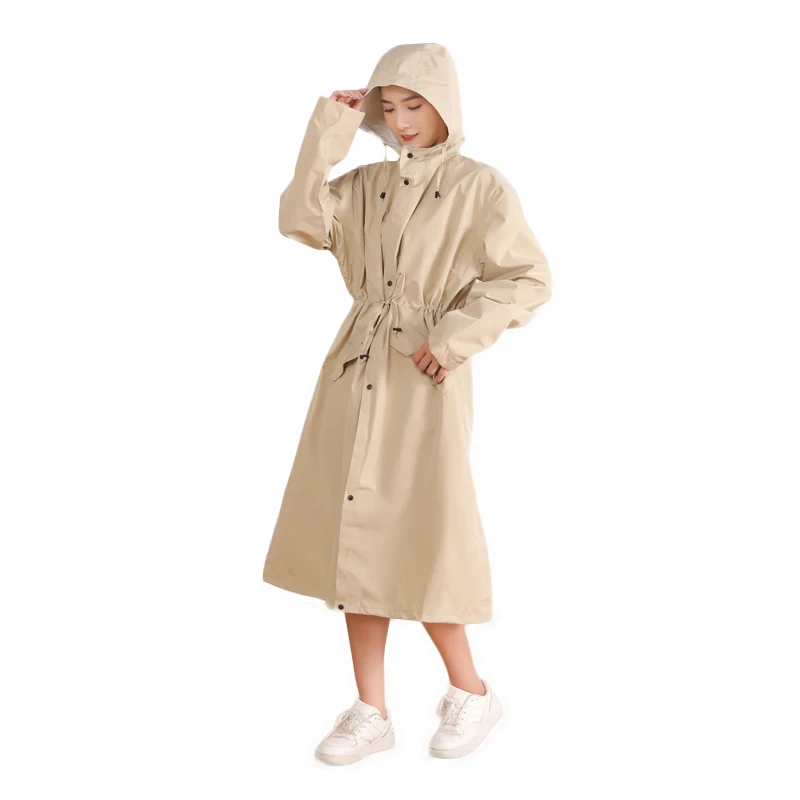 Chinese Manufacturerladies Custom Print Raincoat with Hood and Drawstring