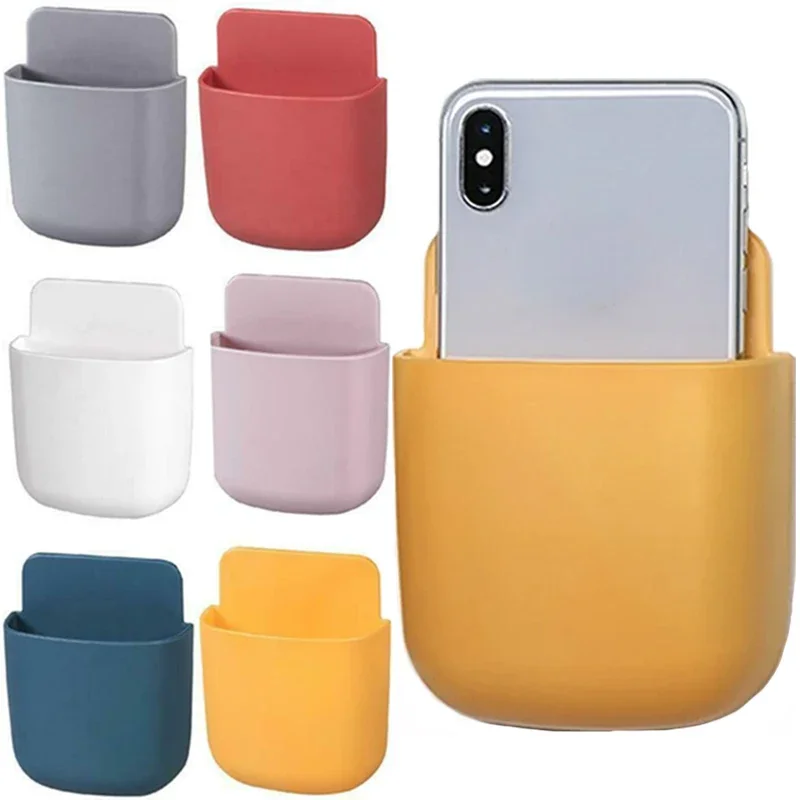 Wall Mounted Storage Box Punch-free Mobile Phone Plug Data Cable Holder Air Conditioner Remote Control Storage Organizer Case