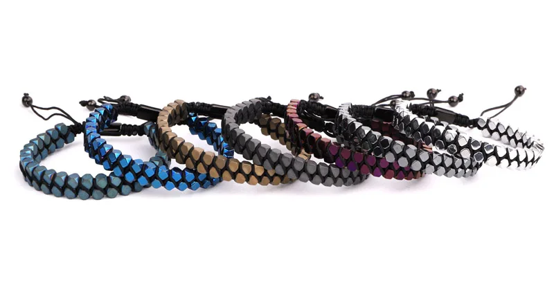 Hot Selling Fashion Jewelry Factory Made Hematite Bead Handmade Braided Macrame Bracelet Women Men