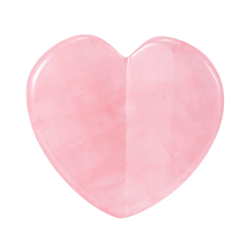New Hot Sell Beauty Tool Rose Quartz Pink Crystal Facial Massager Jade Heart Shape Gua Sha Board