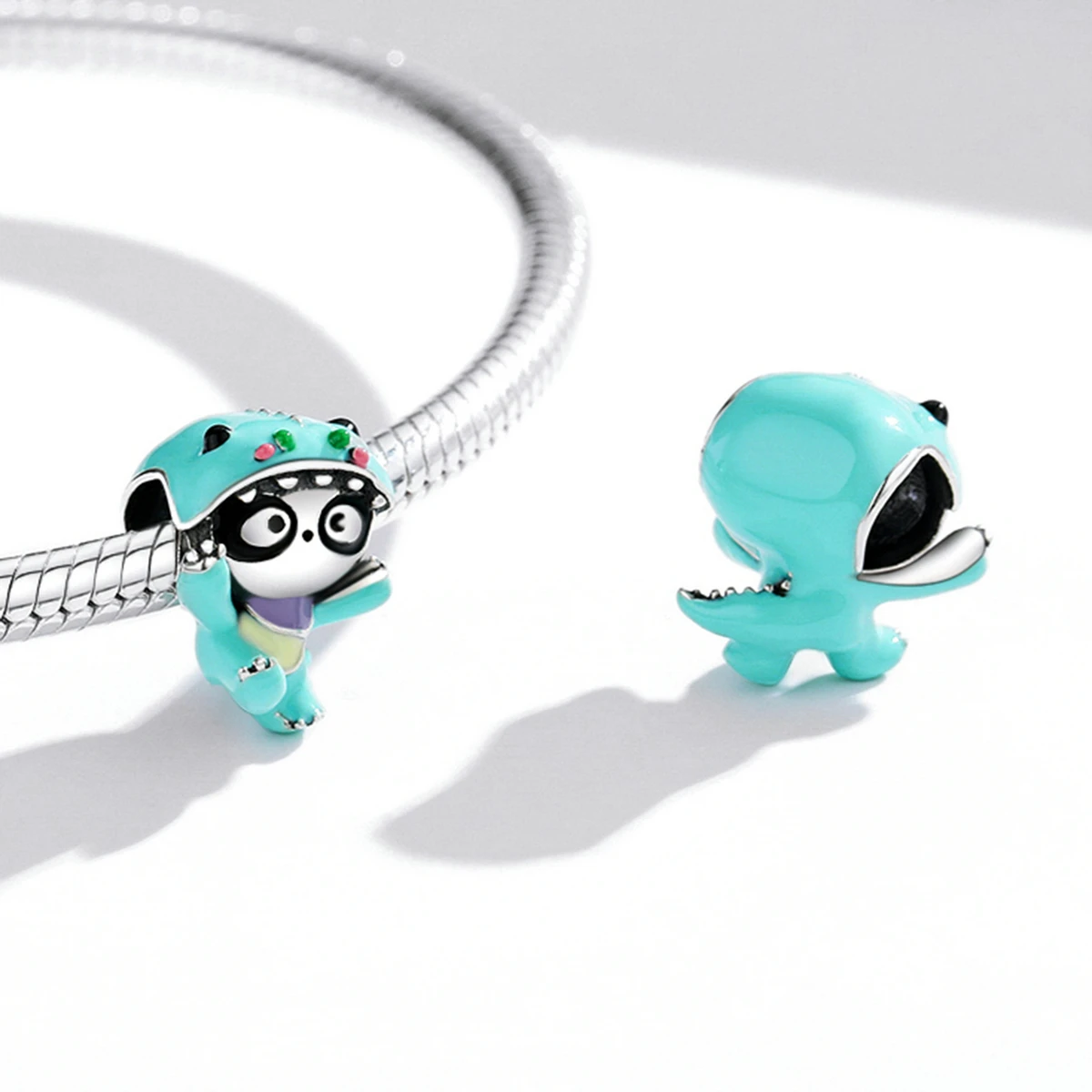Fun Panda S925 Silver Bracelet Beaded Cute Cartoon Animal Diy Loose Beads Accessories SCC1933