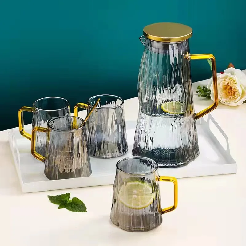 cheap promotional glass pitcher water jug glass tea pot costom glass water jug set