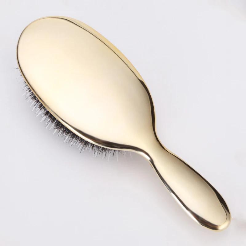 Professional  Custom Logo Oval Paddle Hair Brush Natural Boar bristle Detangling Comb Massage Hair Scalp Nylon Bristle Brushes