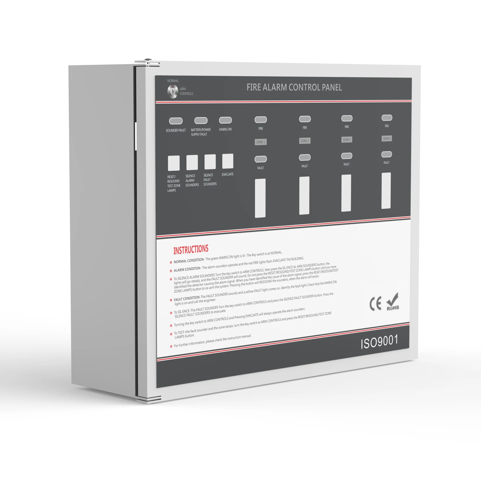 15 year EN Approval Shenzhen Factory 4 zones Conventional Fire Alarm Control Panel manufacture for fire fighting systems